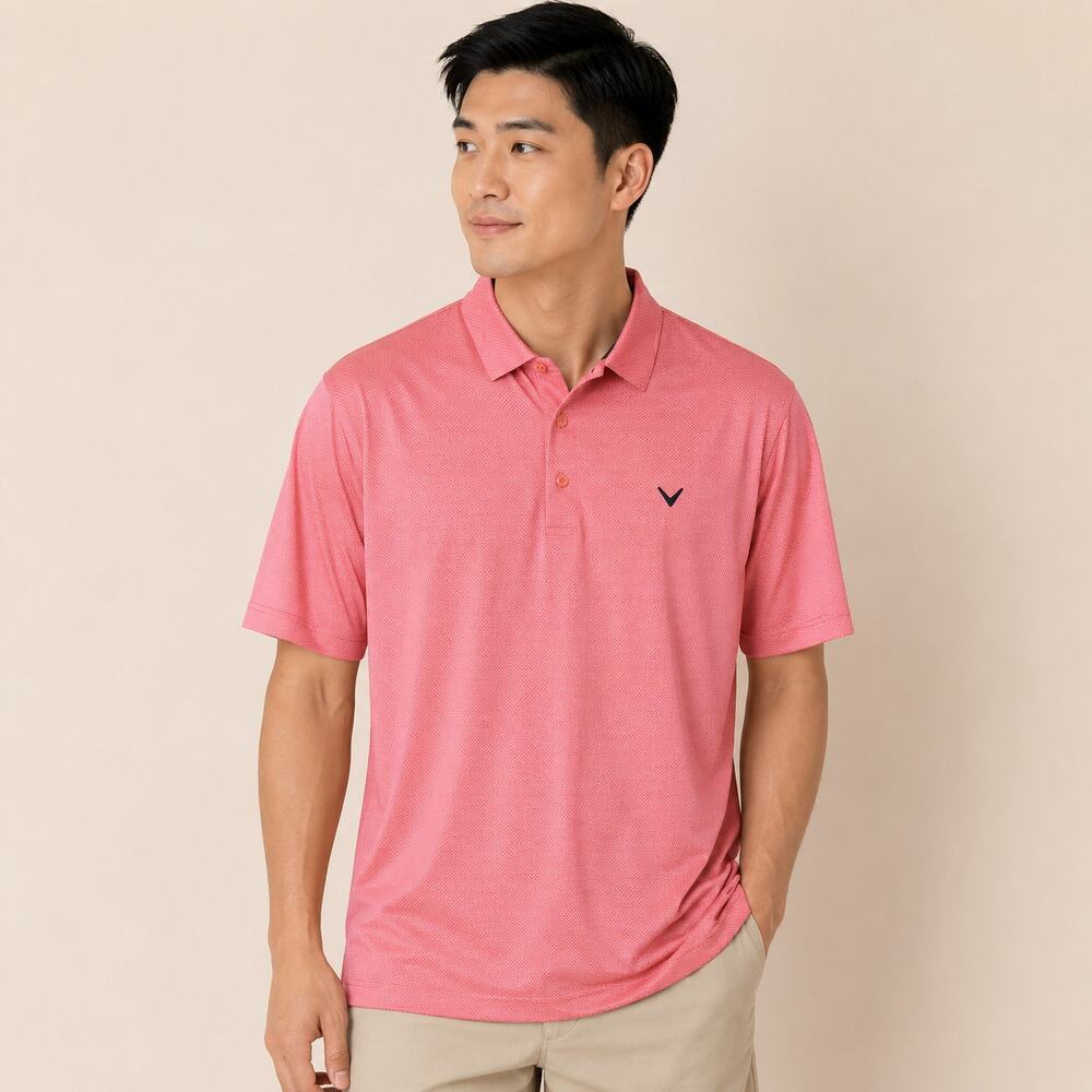 Callaway Men's Orange Peach Golf Polo Short Sleeve Performance Collared Shirt XL